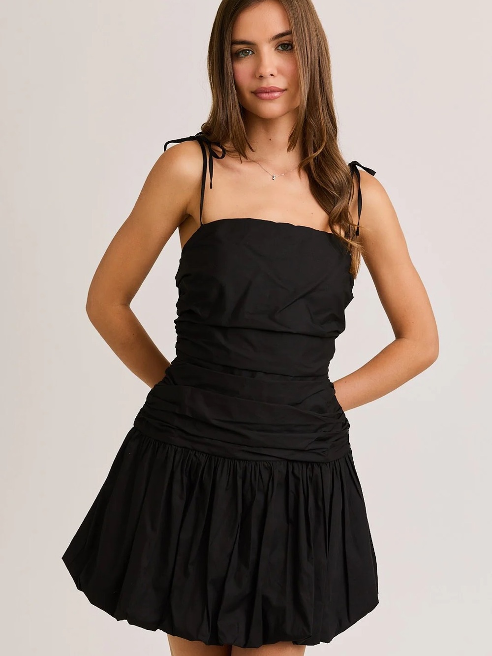 Le Lis Black Tie-Shoulder Mini Dress